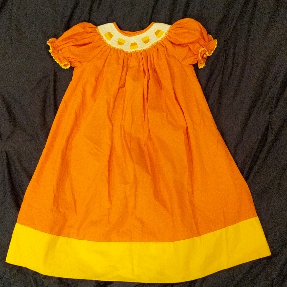Candy Corn Smocked Dress